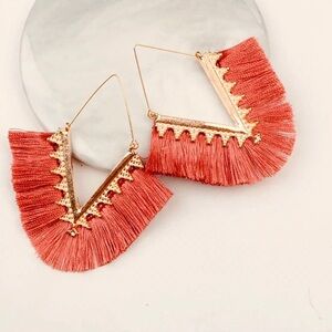 Elegant Coral Fringe Earrings
